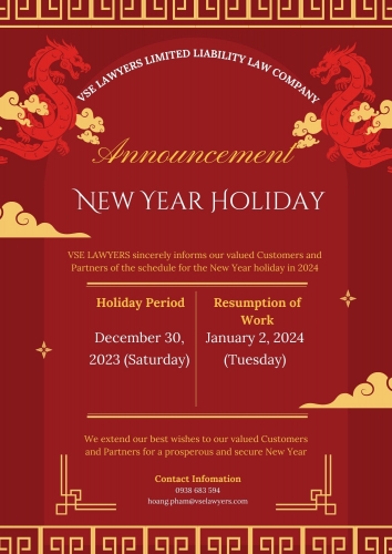 ANNOUNCEMENT OF NEW YEAR HOLIDAY